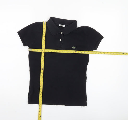 Lacoste Women's Black Polo Shirt Size 10 Short Sleeve Casual