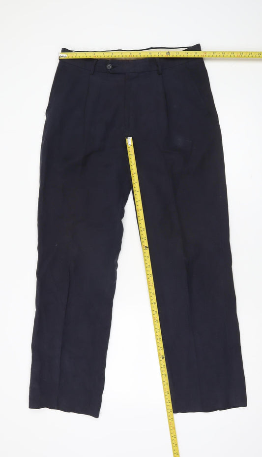 Ultimo Men's Blue Trousers 32S Straight Leg