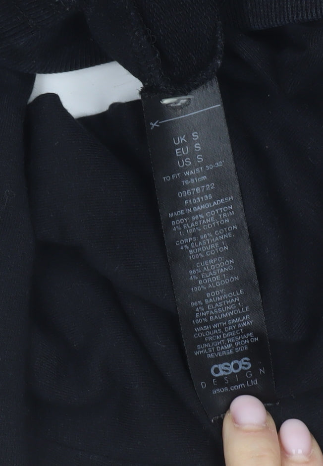 Brand and care label for ASOS DESIGN Women's Black Jogger Trousers, size S