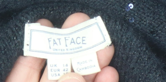 Fat Face Women's Black Crew Neck Jumper UK 14