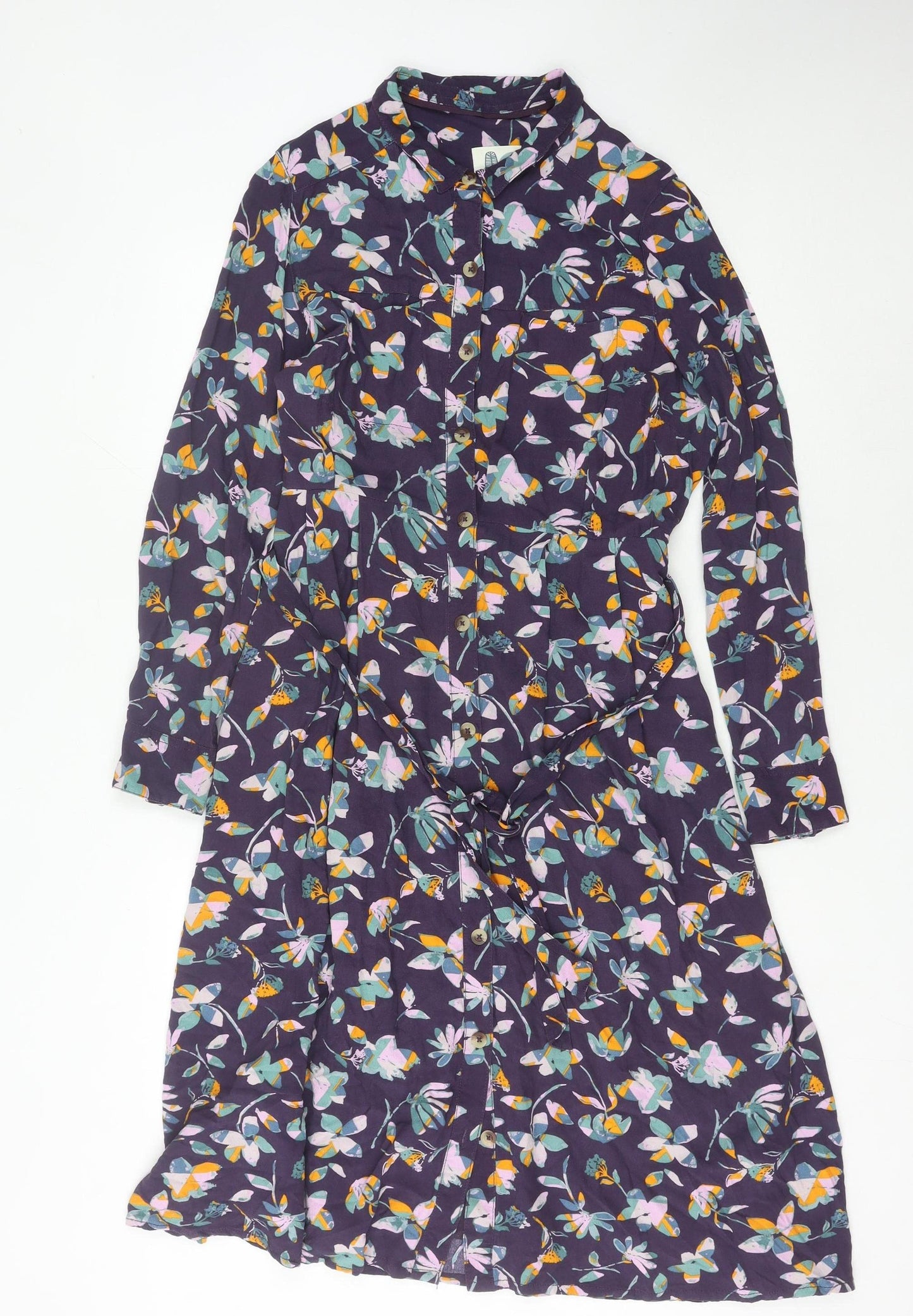 Weird Fish Women's Multicoloured Floral Shirt Dress Size 14
