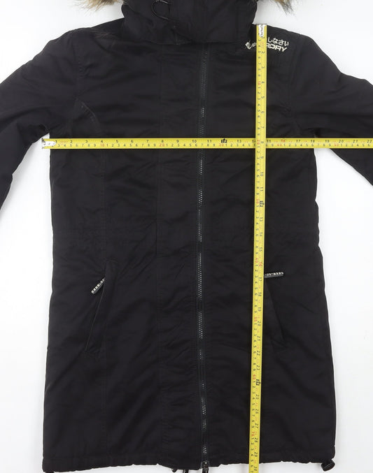 Superdry Women's Black S Parka with Fur Trim Hood