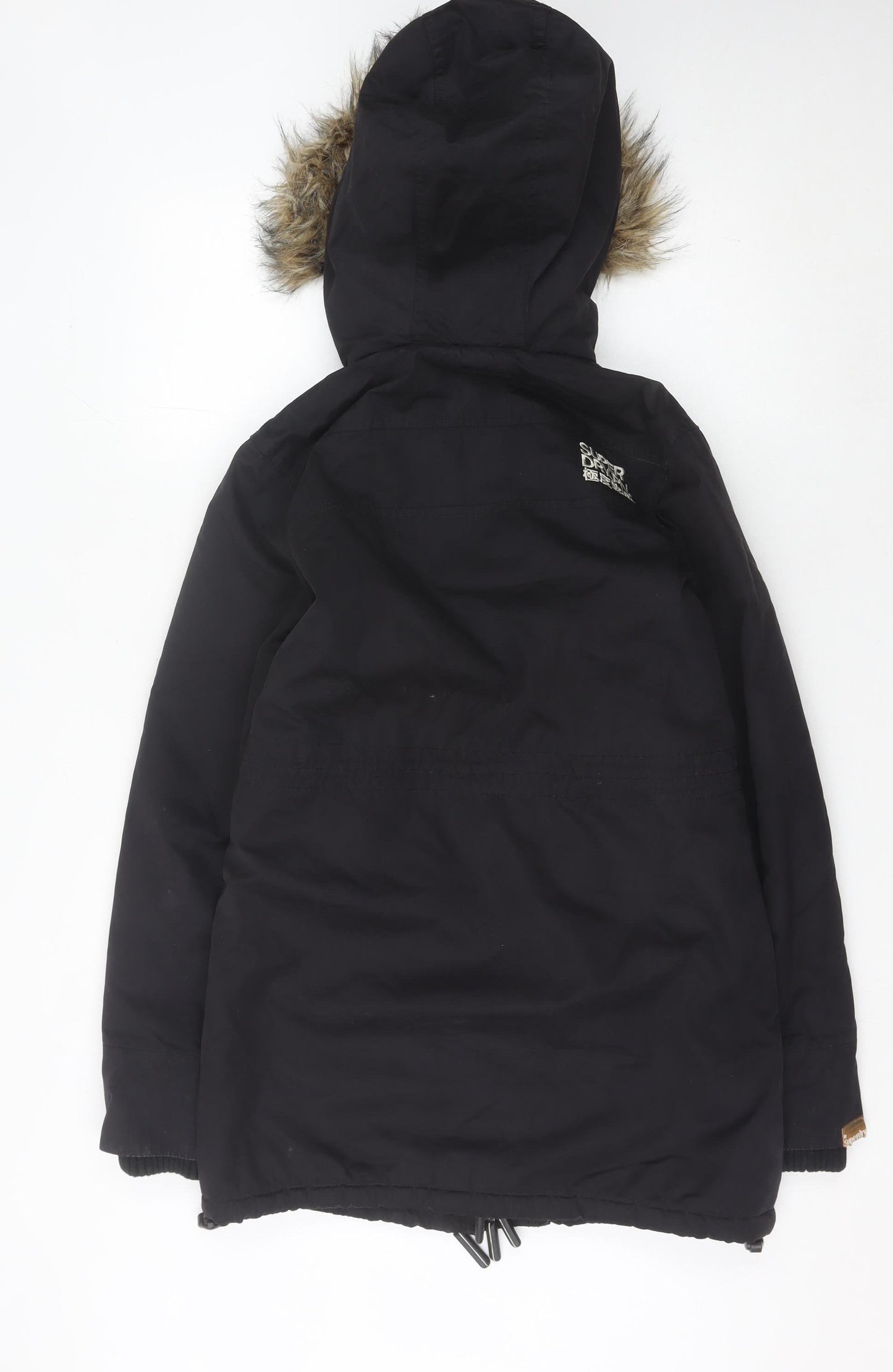 Superdry Women's Black S Parka with Fur Trim Hood