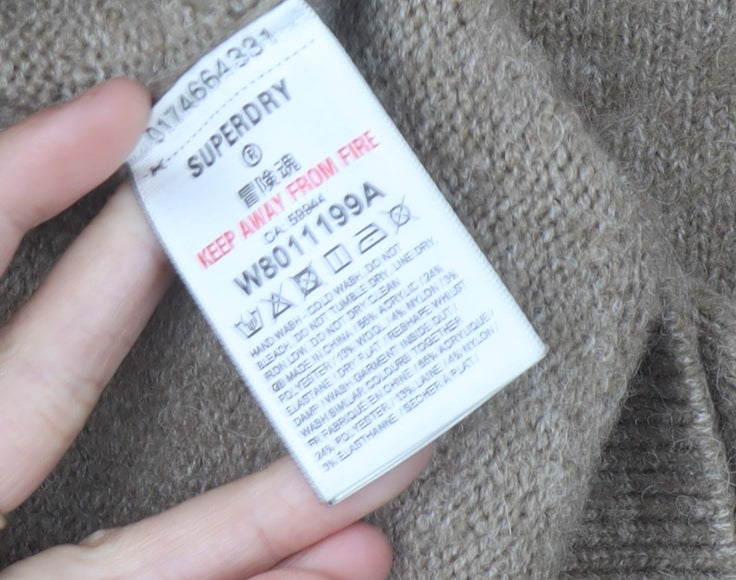 Superdry Women's Beige V-Neck Knit Dress Size 14