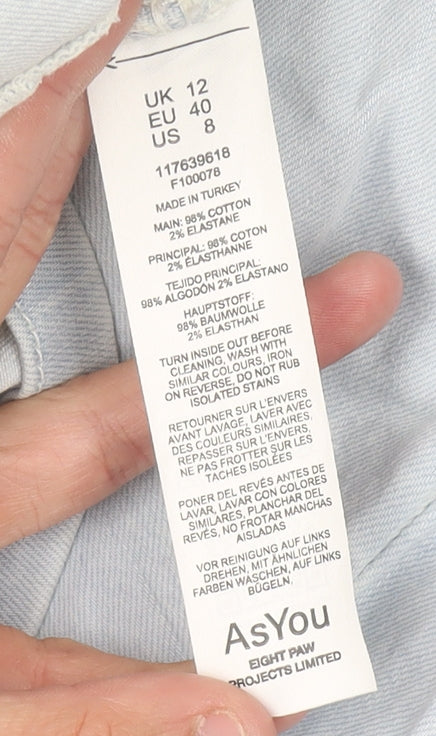 Brand and care label for AsYou Women's Blue Short Denim Sheath Dress, size 12