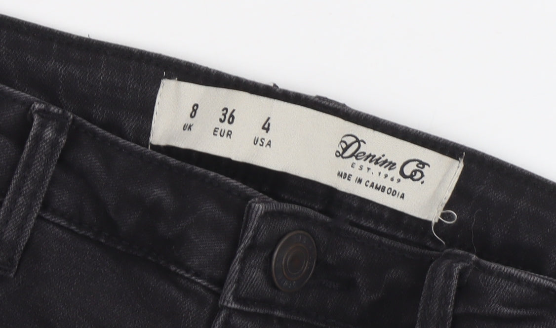 Brand and care label for Denim Co. Women's Black Skinny Jeans, size 8