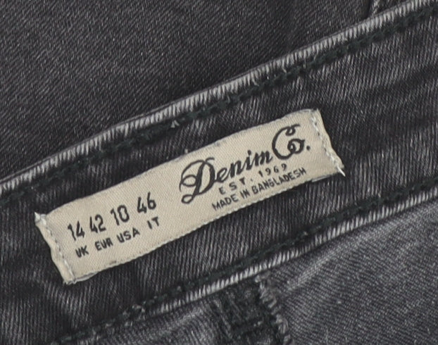 Brand and care label for Denim Co. Women's Black Skinny Jeans, size 14