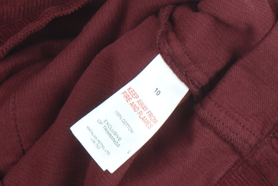Brand and care label for Matalan Women's Red Pinafore Dress, size 10