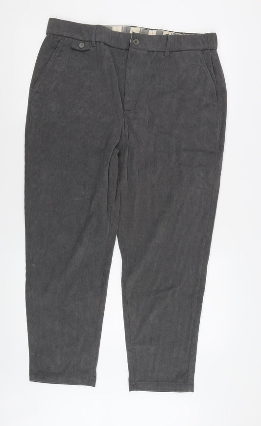 Kidoriman Men's Grey Corduroy Trousers 4XL