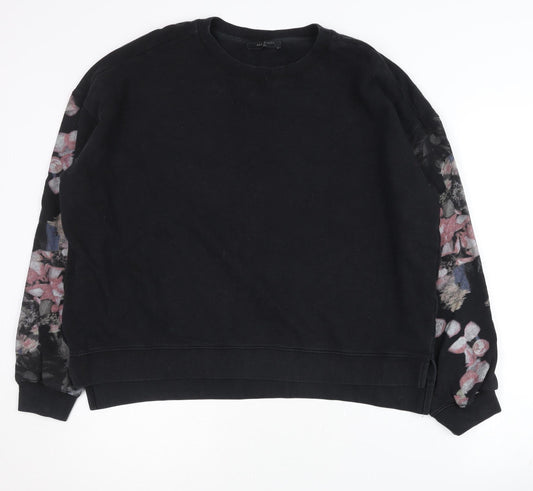 AllSaints Men's Black Floral Pullover Sweatshirt Small