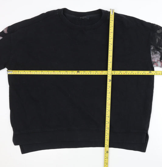 AllSaints Men's Black Floral Pullover Sweatshirt Small