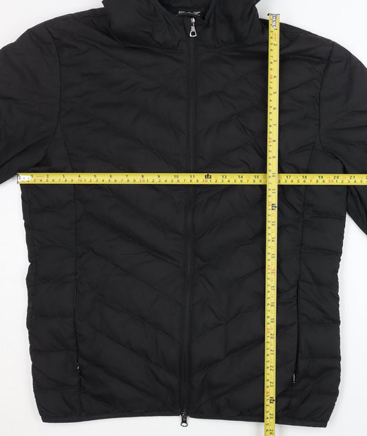 Emporio Armani Men's Black Puffer Jacket, L, Hooded