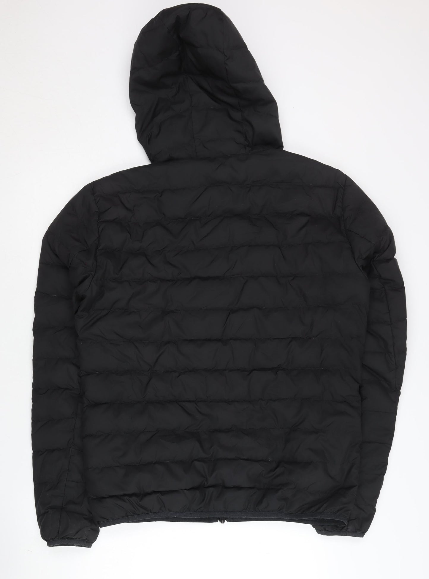 Emporio Armani Men's Black Puffer Jacket, L, Hooded