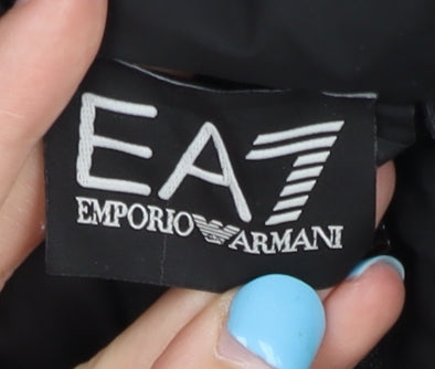 Emporio Armani Men's Black Puffer Jacket, L, Hooded