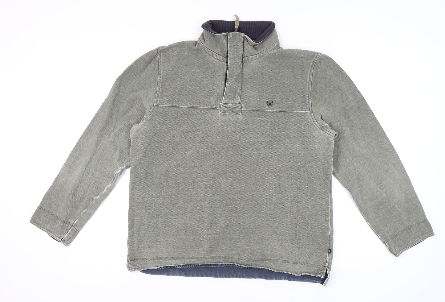 Crew Clothing Men's Grey Sweatshirt, Size L, High Neck, Logo