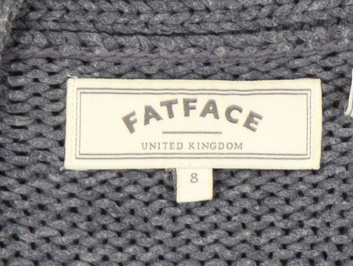 Fat Face Women’s Grey Open Front Cardigan Size 8, Open-Knit Style