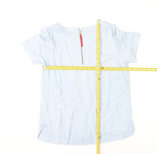 Womens UK Size 12 Laura Ashley Blue Lyocell Blend Blouse