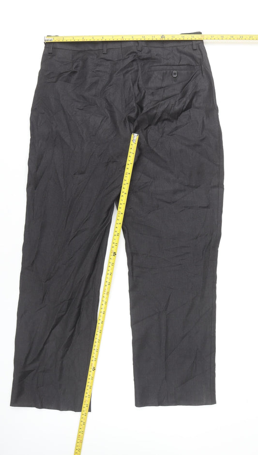 T.M. Lewin Men's Black Wool Dress Pants, Size L