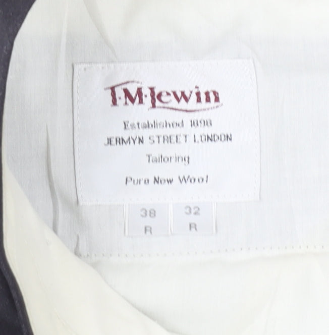 Brand and care label for T.M. Lewin Men's Black Wool Dress Pants, size L