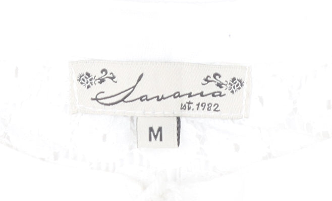 Lavana Women's White Floral Embroidered Blouse M
