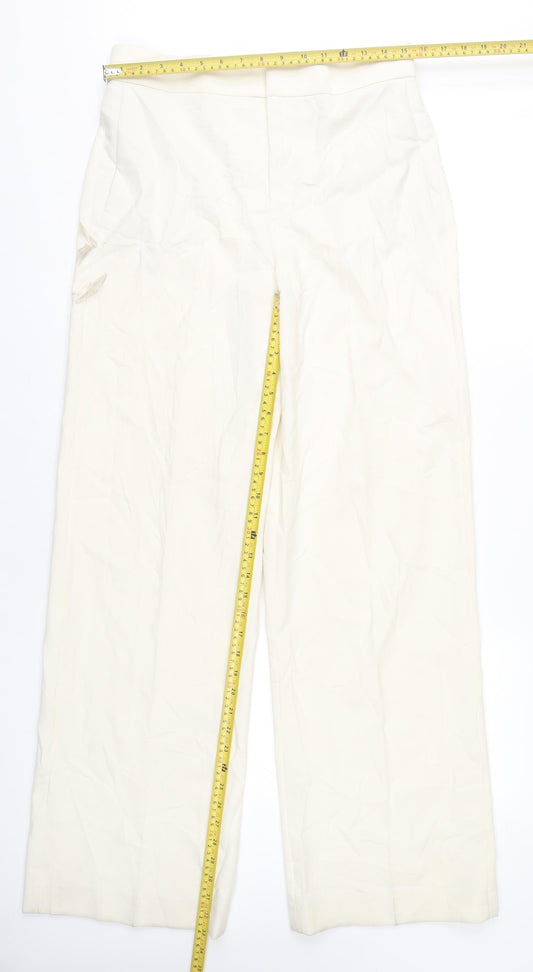 Zara Women's Ivory Straight Trousers Size 12