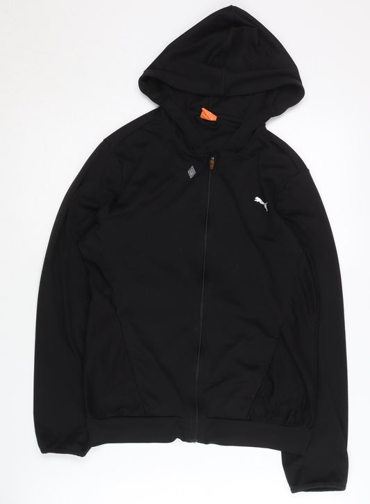 Puma Women's Black Full Zip Hoodie, Size 10, Lightweight