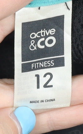 Active & Co Women's Black Hooded Track Jacket, Size 12