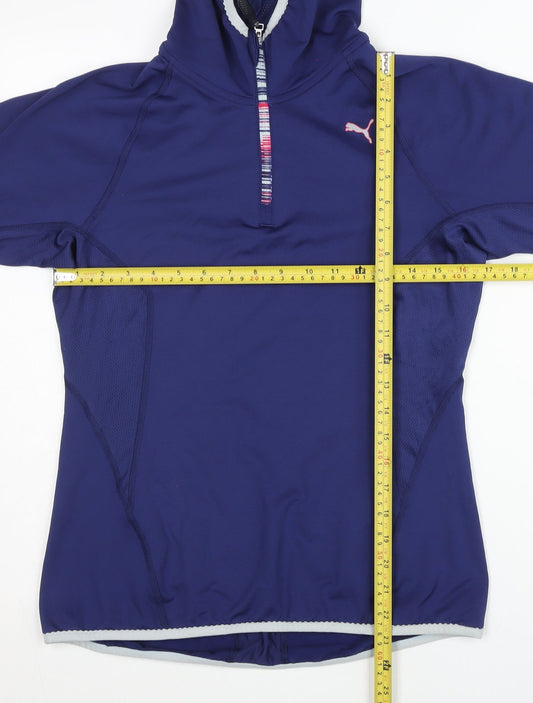 Puma Women's Blue Track Jacket, Size 10, Slim Fit