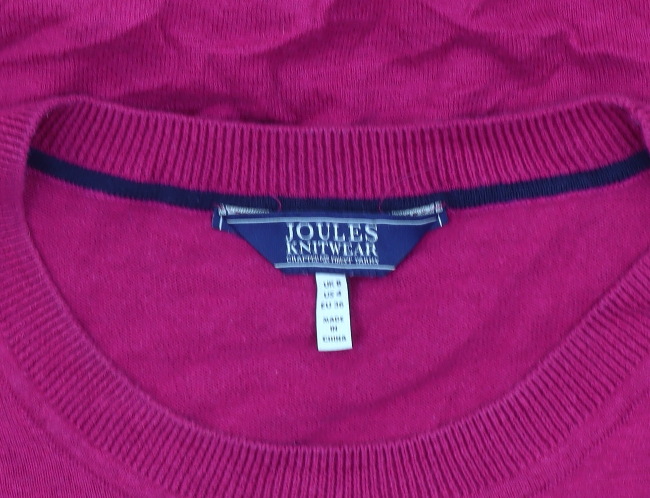 Joules Women’s Pink Cotton Crew Neck Jumper Size 8