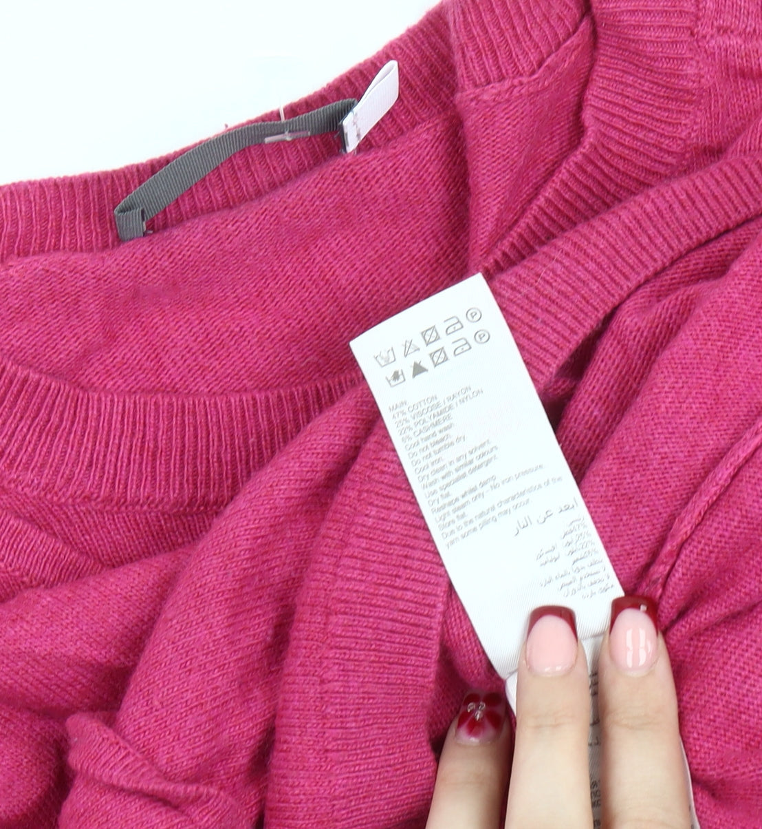 Mint Velvet Women’s Pink Wrap Jumper Size 8 Crew Neck Long Sleeve