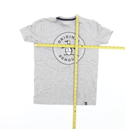 Original Penguin Boys Grey Logo T-Shirt 10-11 Years Short Sleeve Casual