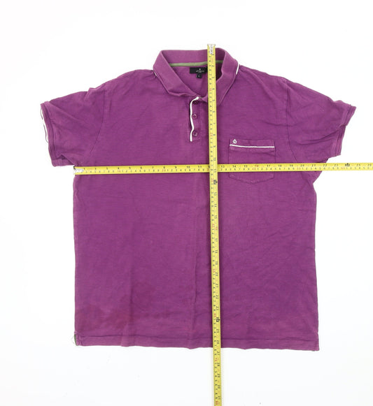 Jeff Banks Men’s Purple Cotton Polo Shirt L Regular Fit Casual
