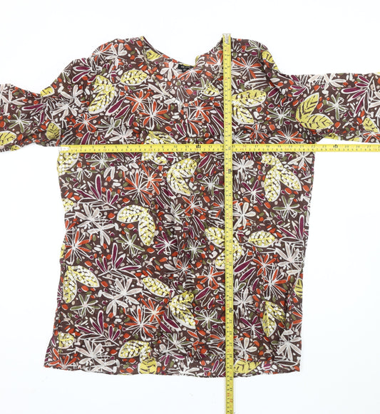 Hobbs Women's Multicoloured Floral Beaded Cotton Tunic Blouse Size 16
