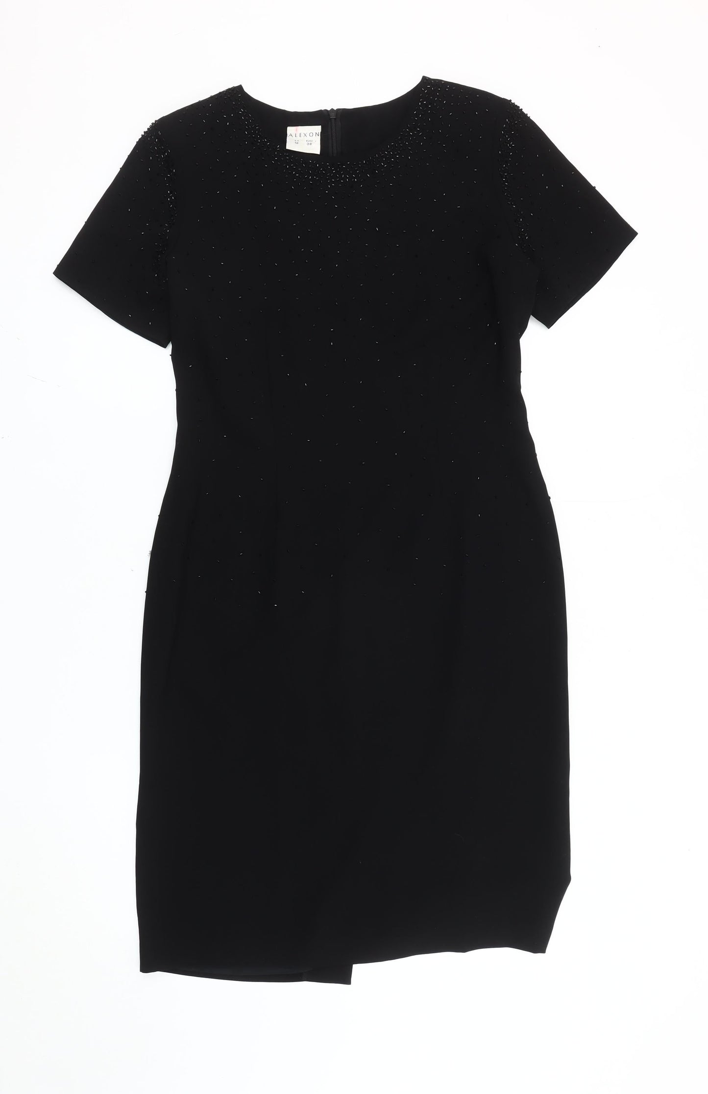 Alexon Women’s Black Beaded Sheath Dress UK 12 Knee Length