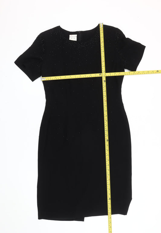 Alexon Women’s Black Beaded Sheath Dress UK 12 Knee Length