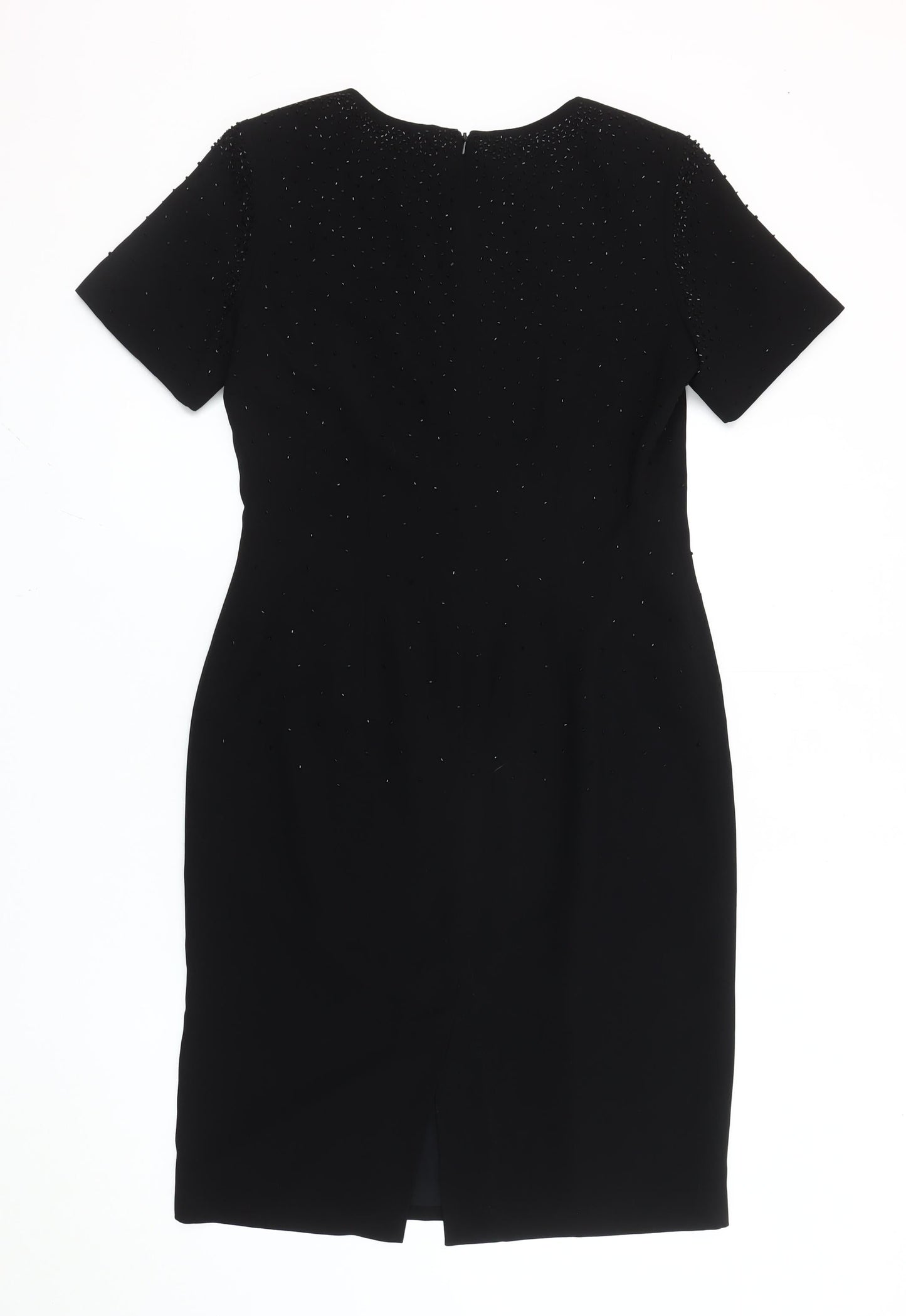 Alexon Women’s Black Beaded Sheath Dress UK 12 Knee Length