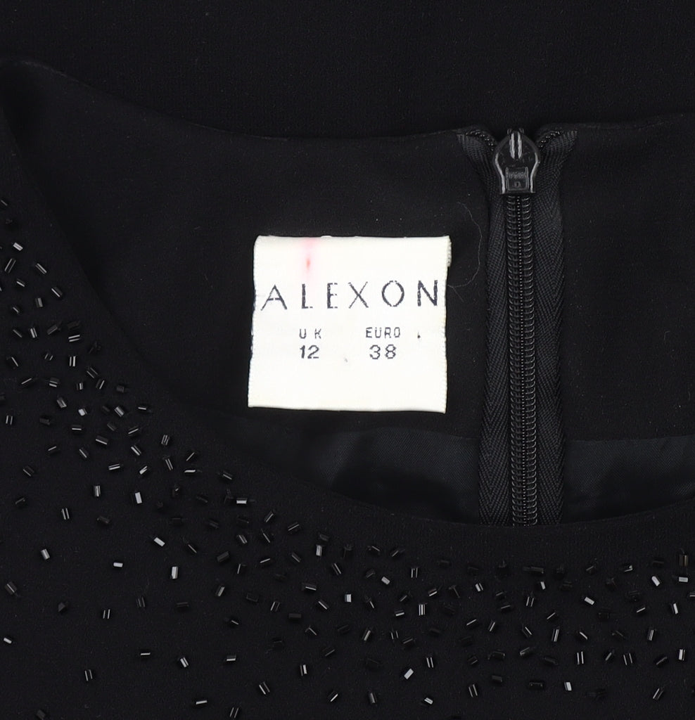 Alexon Women’s Black Beaded Sheath Dress UK 12 Knee Length