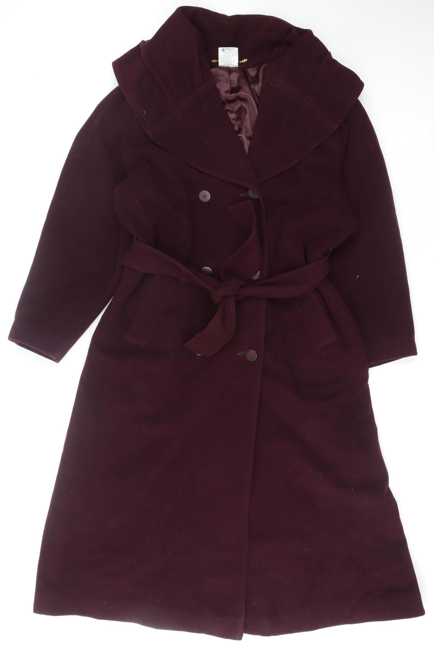Alexon Women’s Purple Wool Blend Long Belted Overcoat UK 12 Vintage