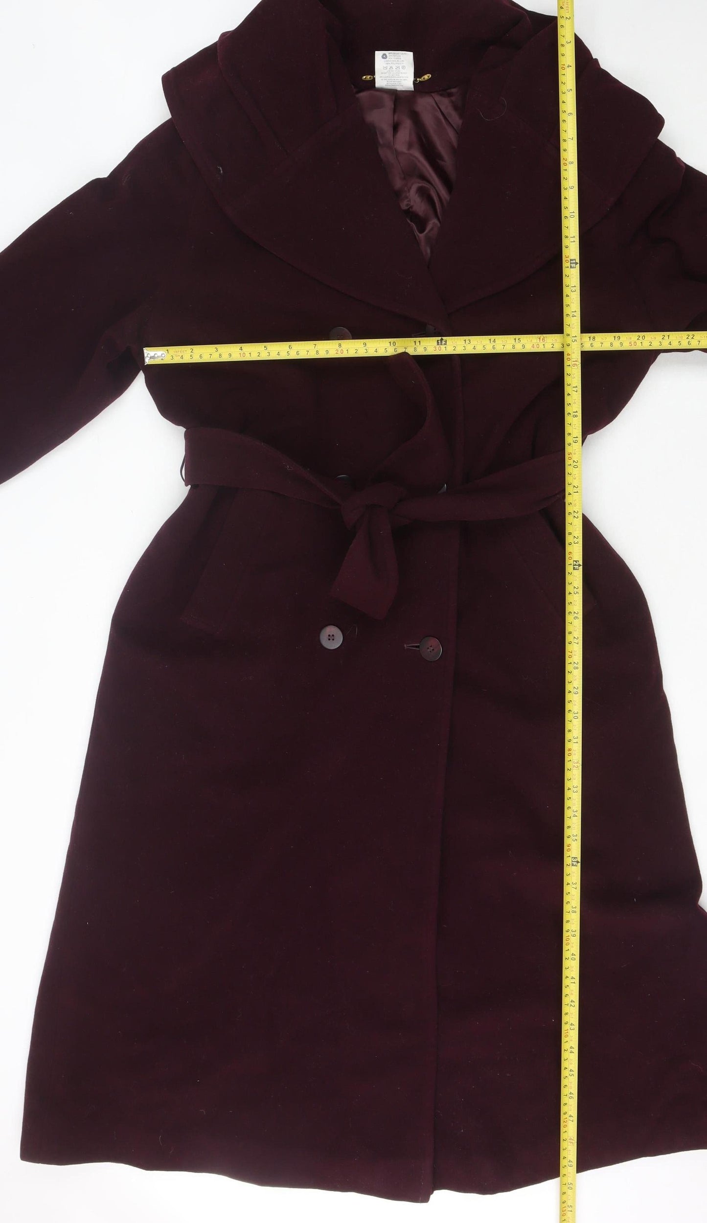 Alexon Women’s Purple Wool Blend Long Belted Overcoat UK 12 Vintage