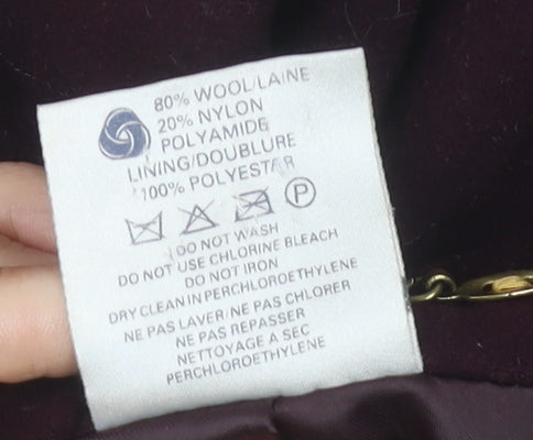 Alexon Women’s Purple Wool Blend Long Belted Overcoat UK 12 Vintage