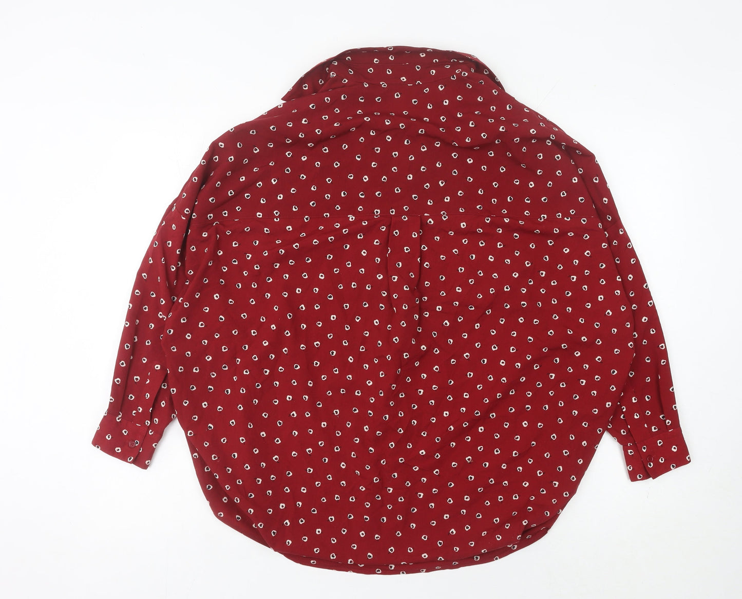 French Connection Women Red Floral Collared Button-Up Shirt S