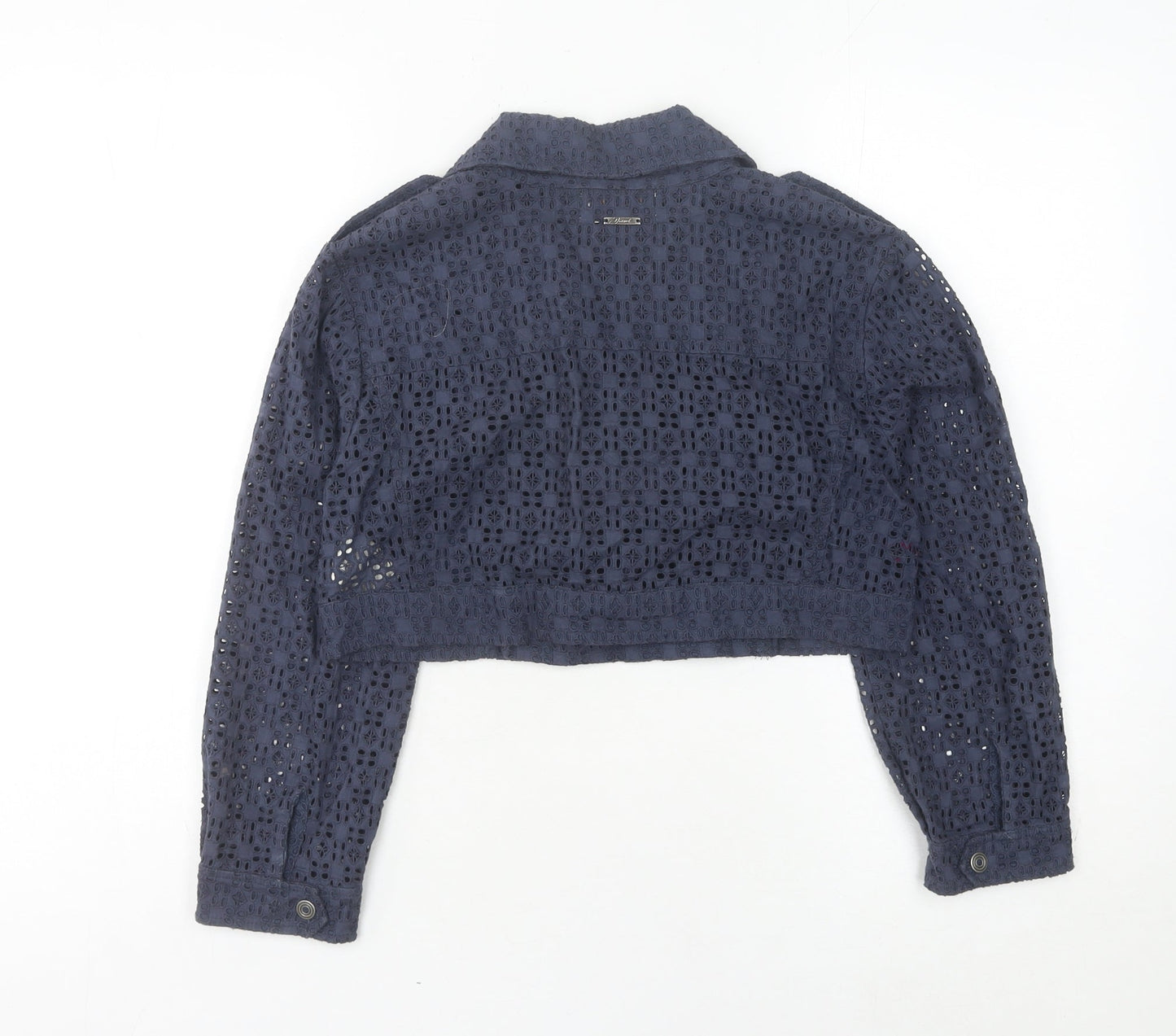 Diesel Women's Blue Lace Cropped Biker Jacket XS