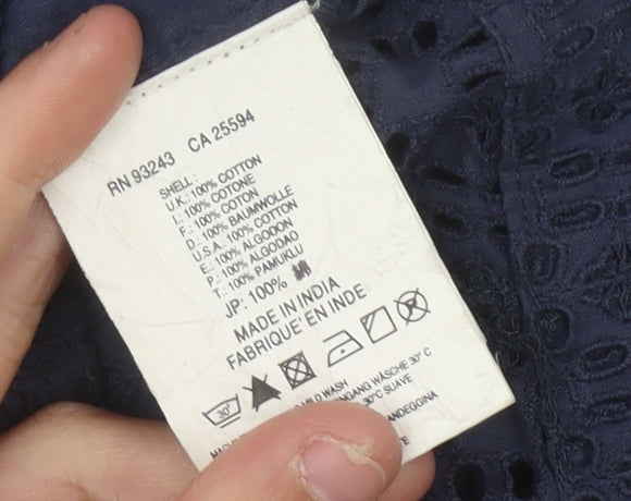 Diesel Women's Blue Lace Cropped Biker Jacket XS