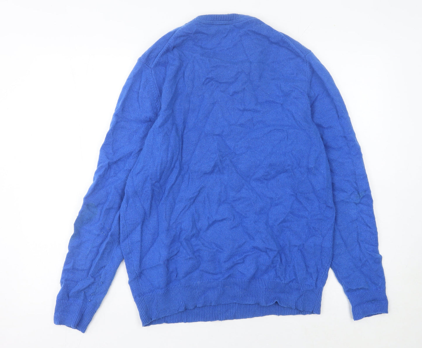 Lyle & Scott Men's Blue Wool Blend Crew Neck Pullover Jumper L
