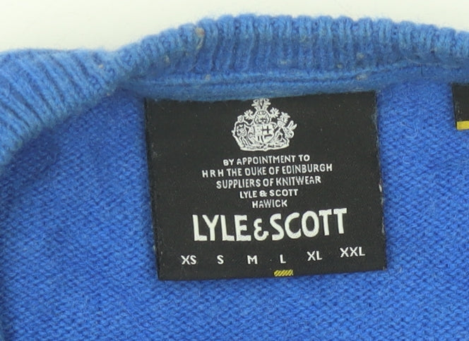 Lyle & Scott Men's Blue Wool Blend Crew Neck Pullover Jumper L