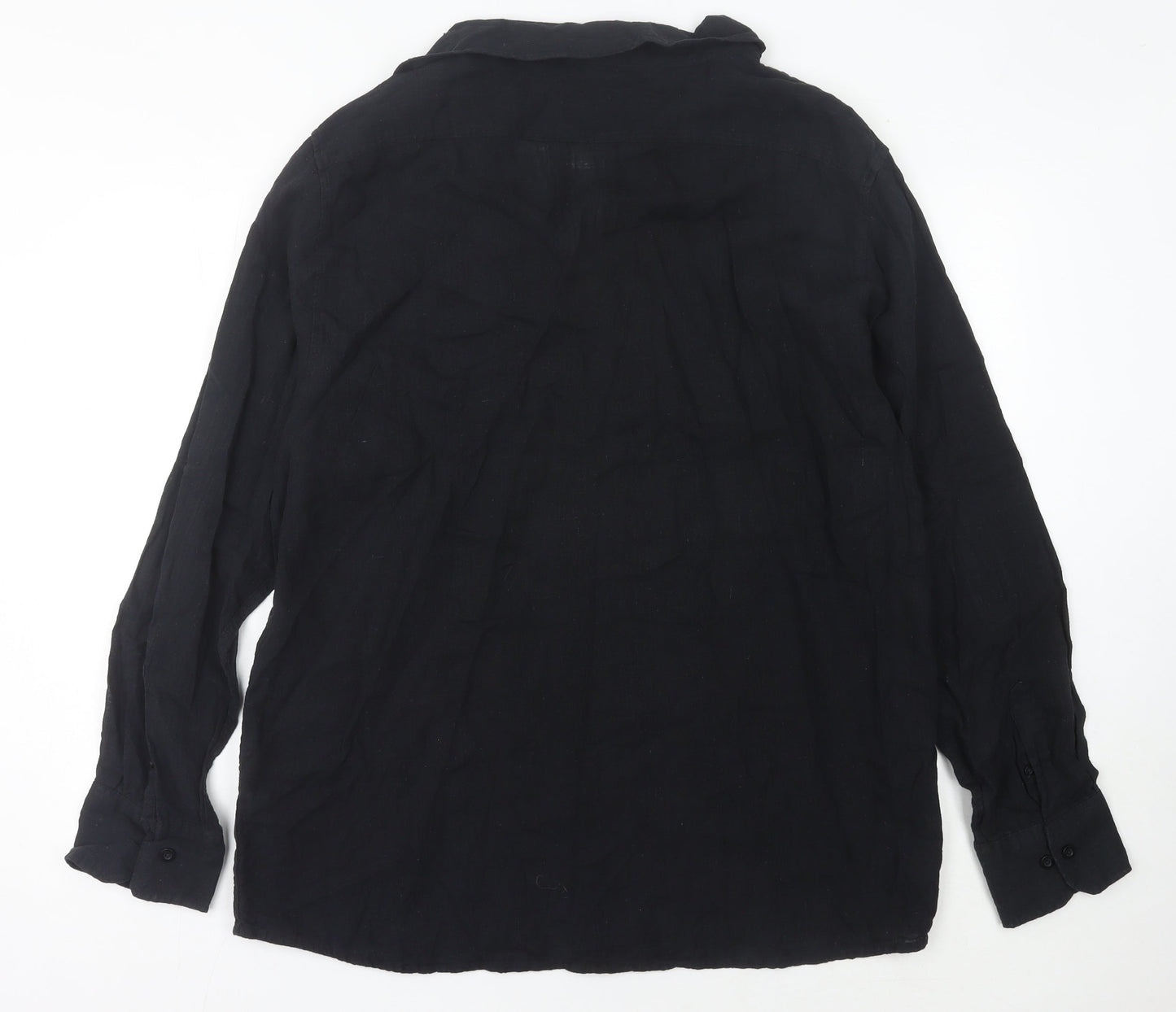 Ben Smith Women’s Black Linen Long Sleeve Button-Up Shirt 2XL