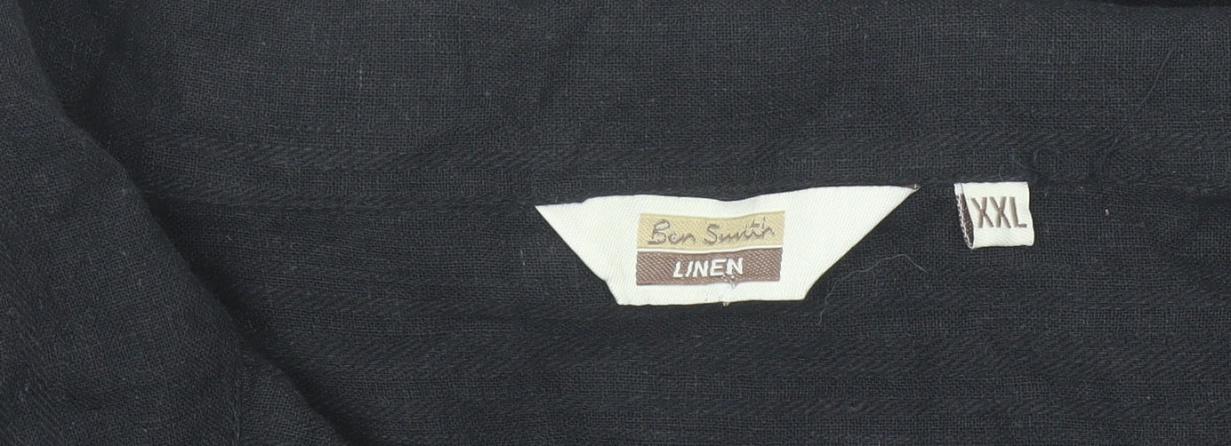 Ben Smith Women’s Black Linen Long Sleeve Button-Up Shirt 2XL