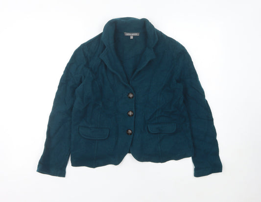 Laura Ashley Women’s Green Lambswool Collared Cardigan UK 14