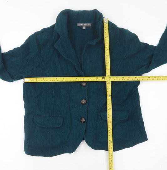 Laura Ashley Women’s Green Lambswool Collared Cardigan UK 14