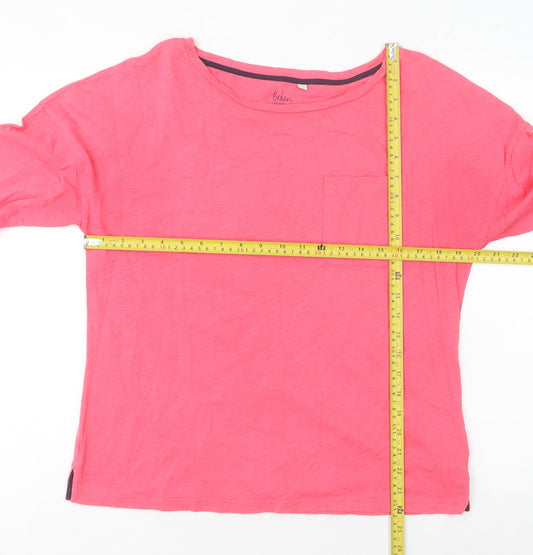 Boden Womens Pink Boat Neck 3/4 Sleeve Cotton Jersey T-Shirt M